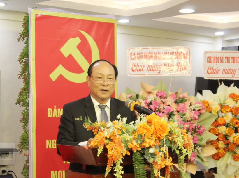 Luật sư Lê Quang Y, Bí thư Chi bộ, Chủ nhiệm Đoàn Luật sư tỉnh Đồng Nai phát biểu tại Đại hội.